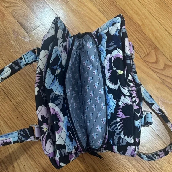 Vera Bradley Floral Shoulder Bag - Black, Blue, Purple - Picture 3 of 4
